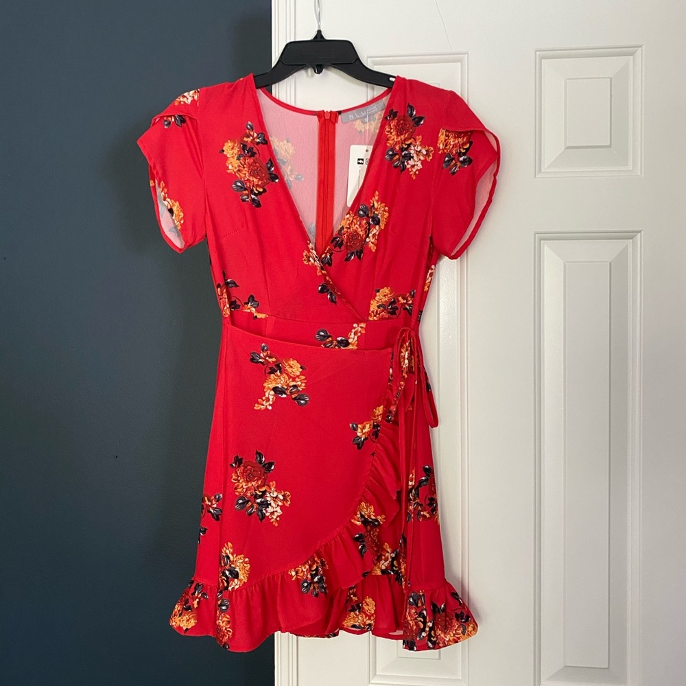 Red floral dress worn once